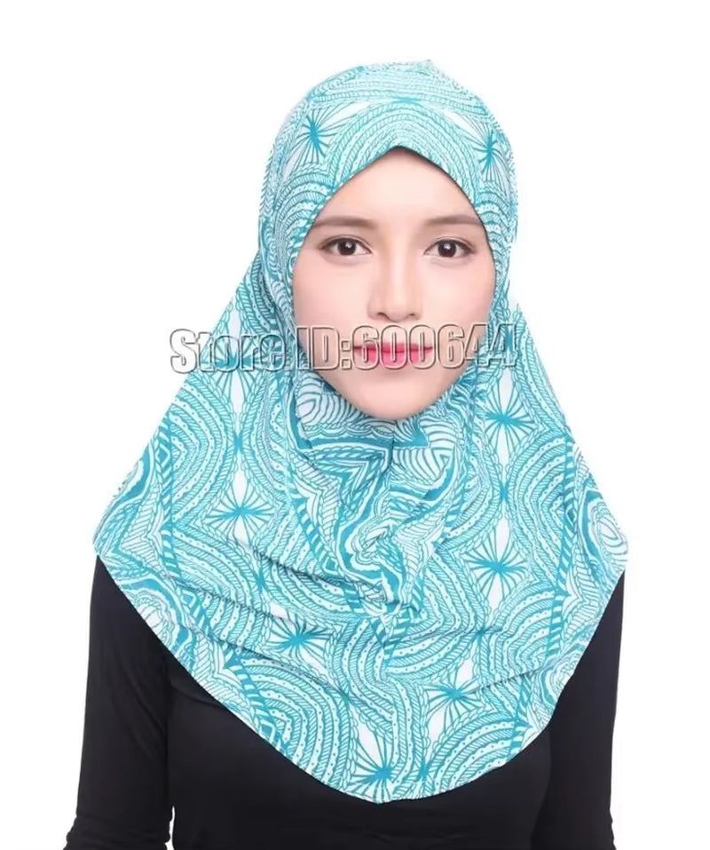 Elegant Floral Ice Silk Hijab for Women - Stylish Muslim Scarf & Arab Shawl