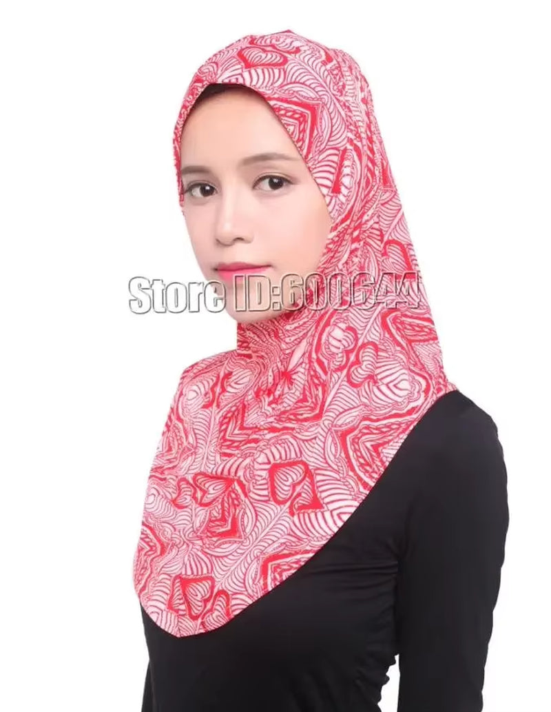 Elegant Floral Ice Silk Hijab for Women - Stylish Muslim Scarf & Arab Shawl
