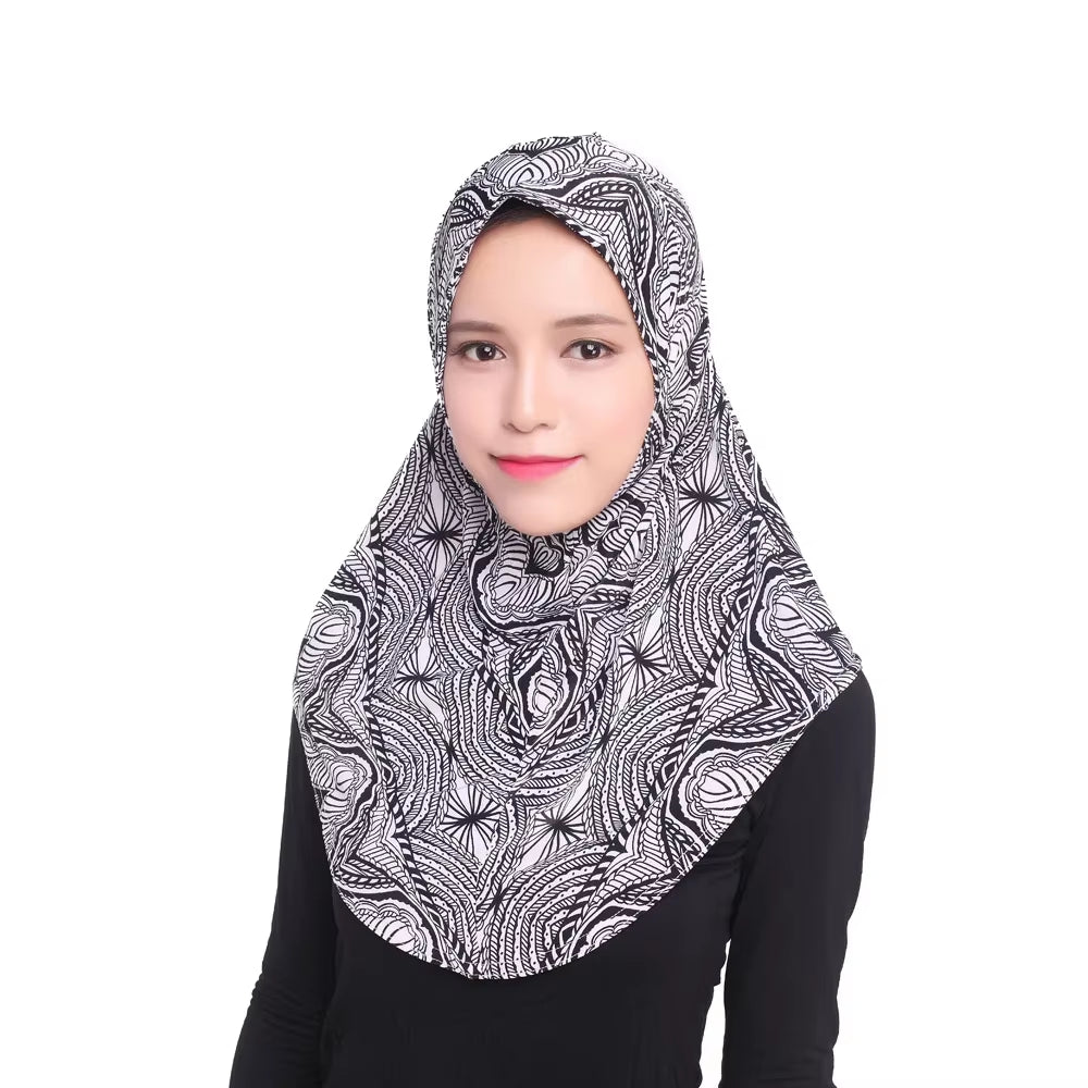 Elegant Floral Ice Silk Hijab for Women - Stylish Muslim Scarf & Arab Shawl