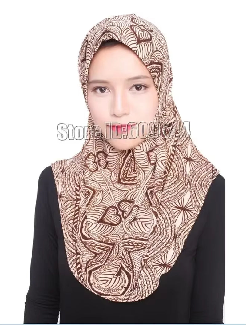 Elegant Floral Ice Silk Hijab for Women - Stylish Muslim Scarf & Arab Shawl