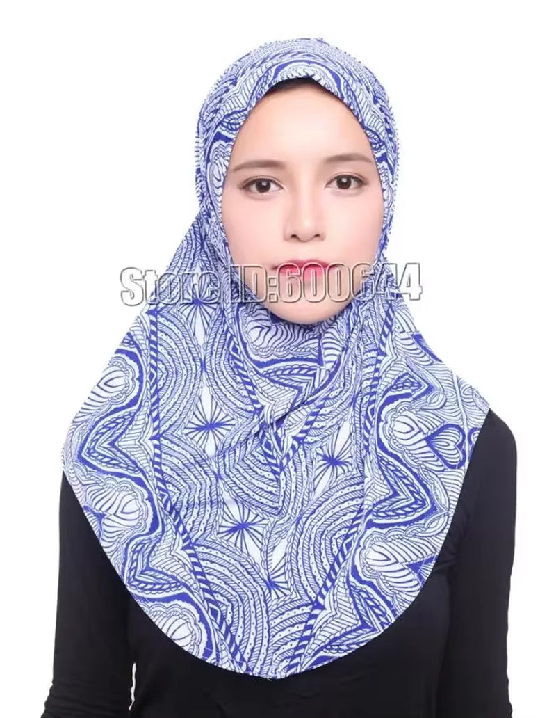 Elegant Floral Ice Silk Hijab for Women - Stylish Muslim Scarf & Arab Shawl