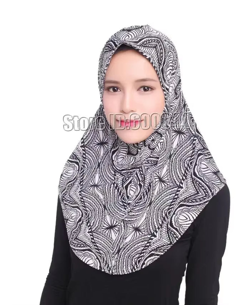 Elegant Floral Ice Silk Hijab for Women - Stylish Muslim Scarf & Arab Shawl